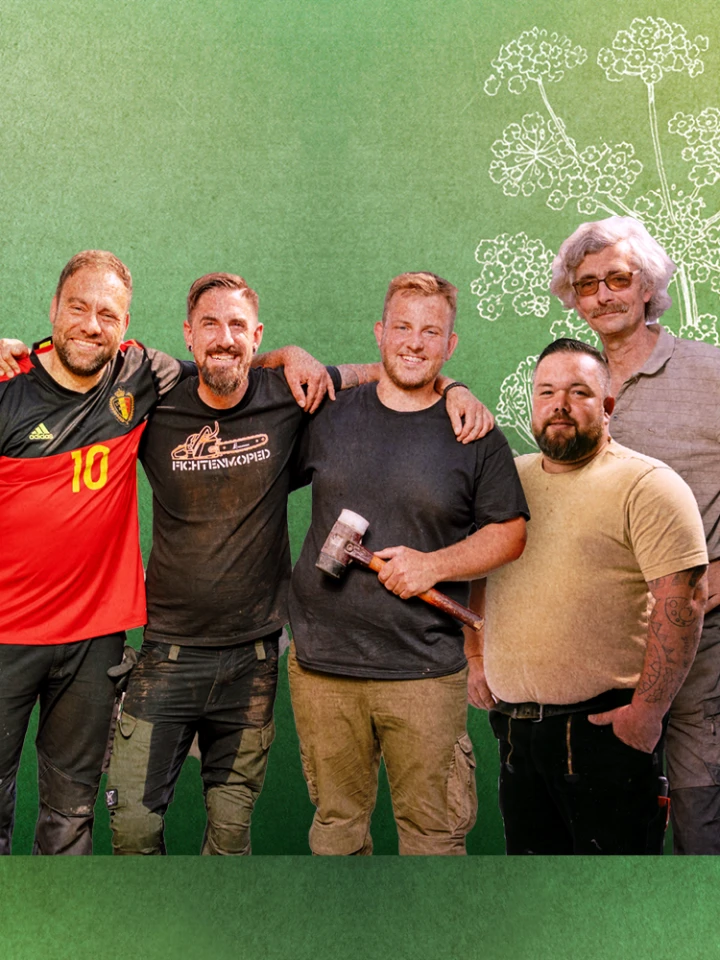 Das sind Garten-Guru Ralf, Diplom-Biologe Claus, Organisationstalent Gunnar, Landschaftsgärtner Luis und Neuzugang Michel. Die Beet Brüder