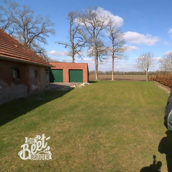 Sarah und Renke träumen von einem lebendigen Garten mit großen Beeten, bunten Pflanzen und einem sonnigen Sitzplatz hinter ihrem Bauernhaus. Trostlos und karg